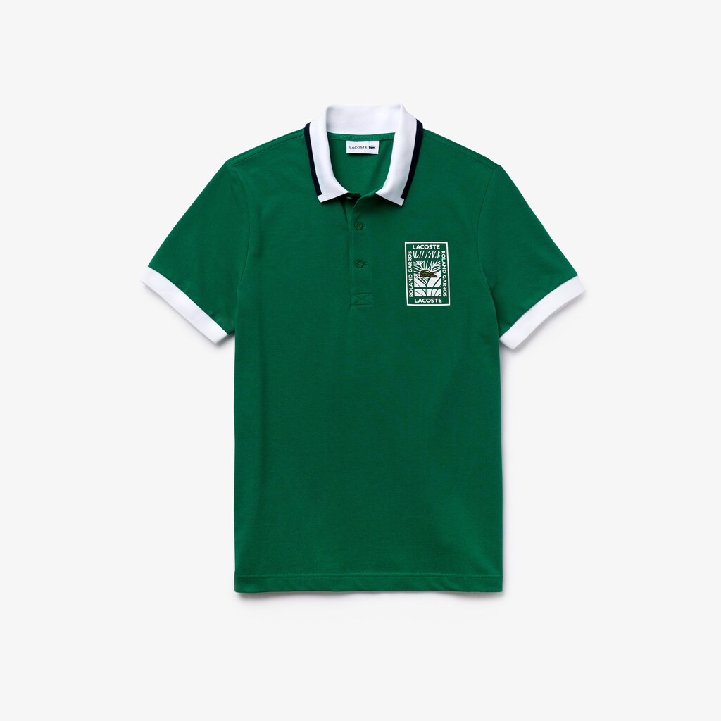 Camisa Polo Lacoste Masculino Verdes Branco Azul Marinho Azuis SPORT Roland Garros Plant-Print Cotton FS4-34683J5