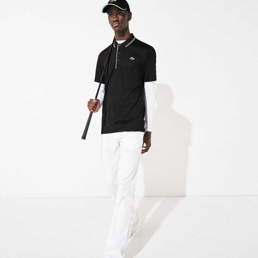 Camisa Polo Lacoste Masculino Pretas Branco SPORT Signature Breathable Golf KT0-97739Y2