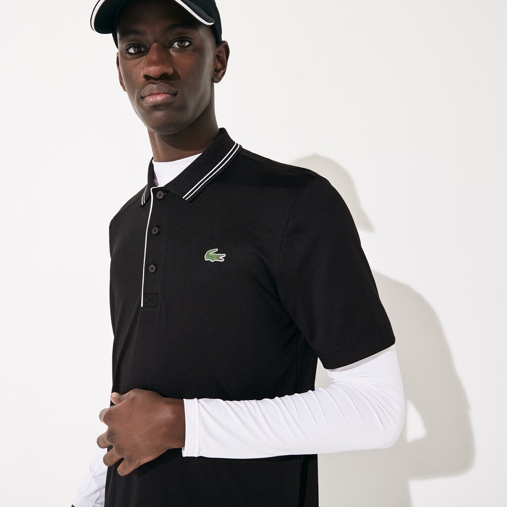 Camisa Polo Lacoste Masculino Pretas Branco SPORT Signature Breathable Golf KT0-97739Y2