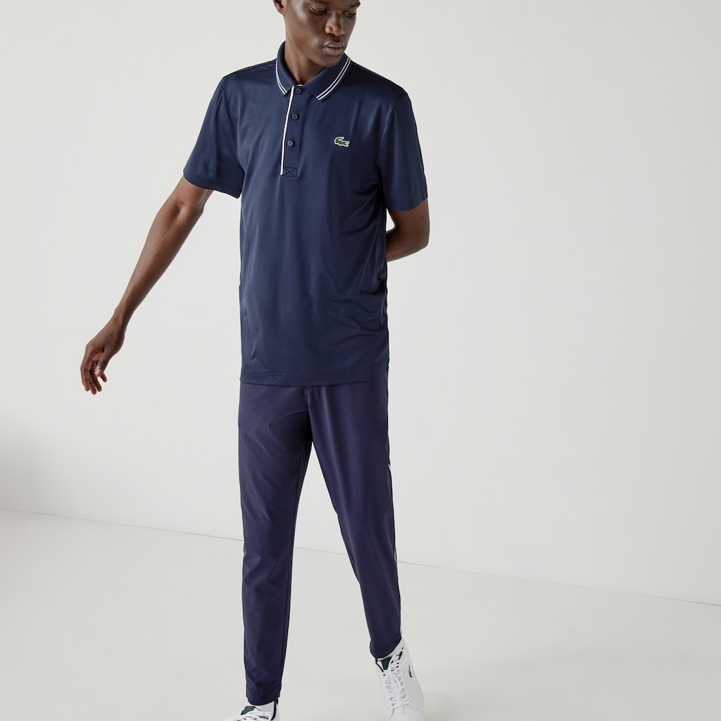 Camisa Polo Lacoste Masculino Azul Marinho Azuis Branco SPORT Signature Breathable Golf CG2-47514C6