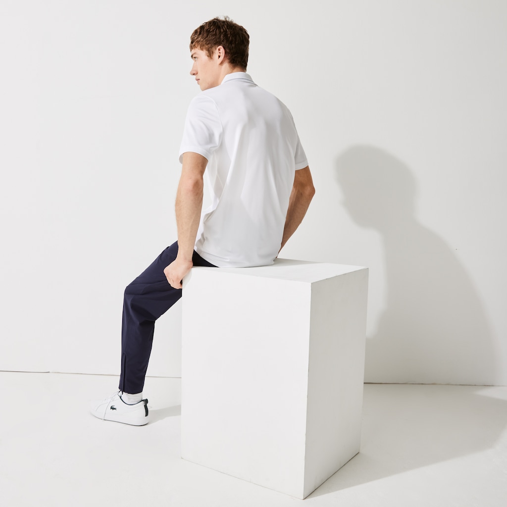 Camisa Polo Lacoste Masculino Branco Azul Marinho Azuis SPORT Signature Breathable Golf GK0-48114N6
