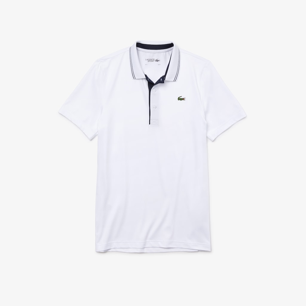 Camisa Polo Lacoste Masculino Branco Azul Marinho Azuis SPORT Signature Breathable Golf GK0-48114N6