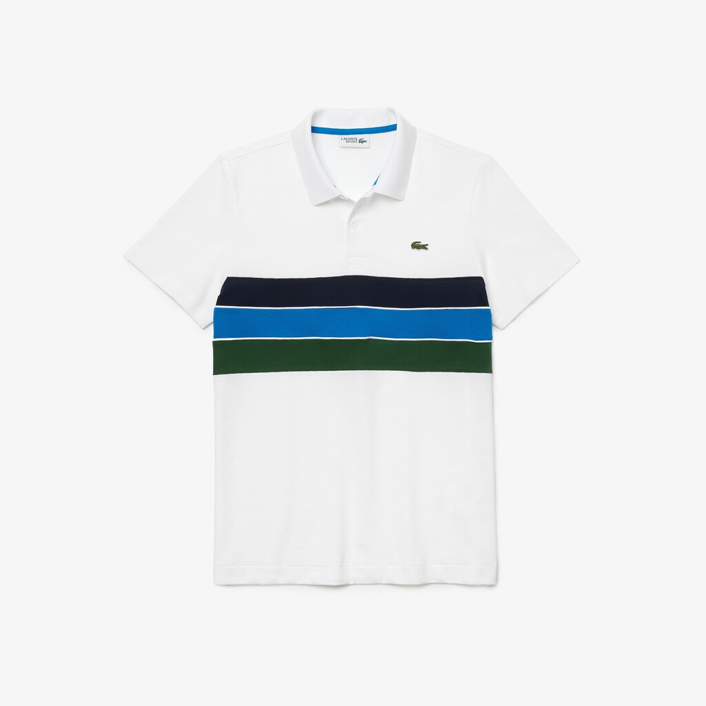 Camisa Polo Lacoste Masculino Branco Verdes Azuis Azul Marinho Azuis Branco SPORT Tricolor Paneled Lightweight Cotton CA2-77917U9