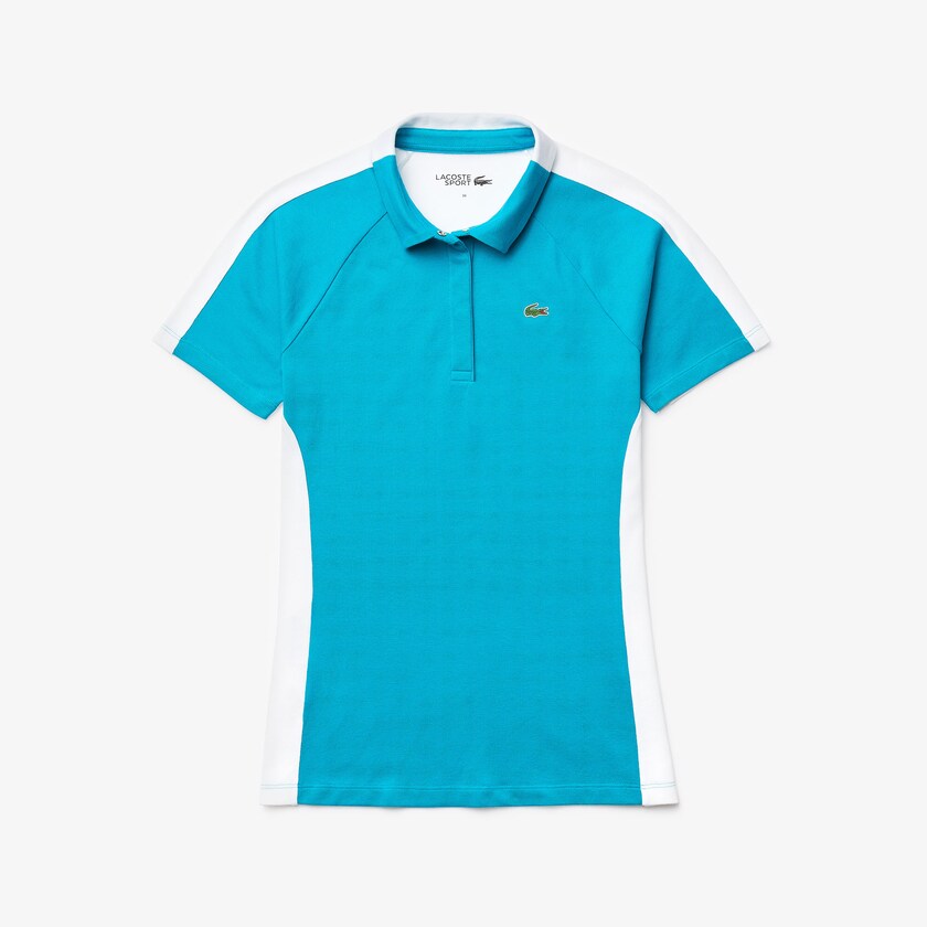 Camisa Polo Lacoste Feminino Turquesa Branco SPORT Two-Tone Stretch Cotton Piqué Golf XF8-10271S1