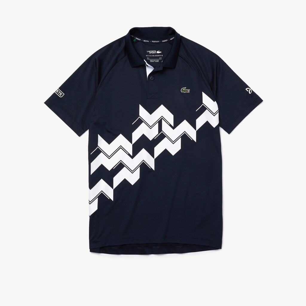 Camisa Polo Lacoste Masculino Azul Marinho Azuis Branco SPORT x Novak Djokovic Breathable Jersey ZG6-72107W8