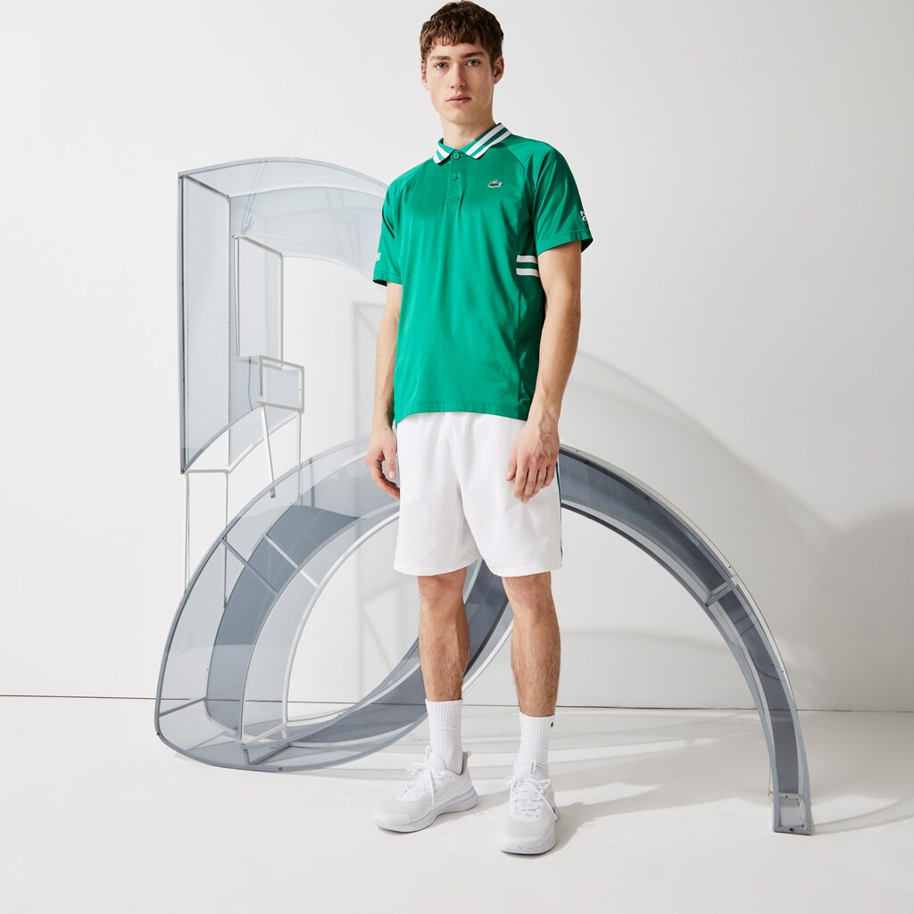 Camisa Polo Lacoste Masculino Verdes Branco SPORT x Novak Djokovic Breathable Ultra-Dry SZ9-56085T7