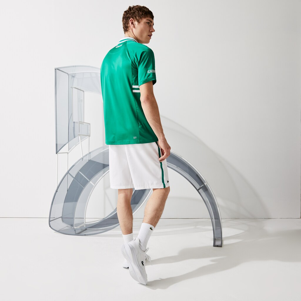 Camisa Polo Lacoste Masculino Verdes Branco SPORT x Novak Djokovic Breathable Ultra-Dry SZ9-56085T7