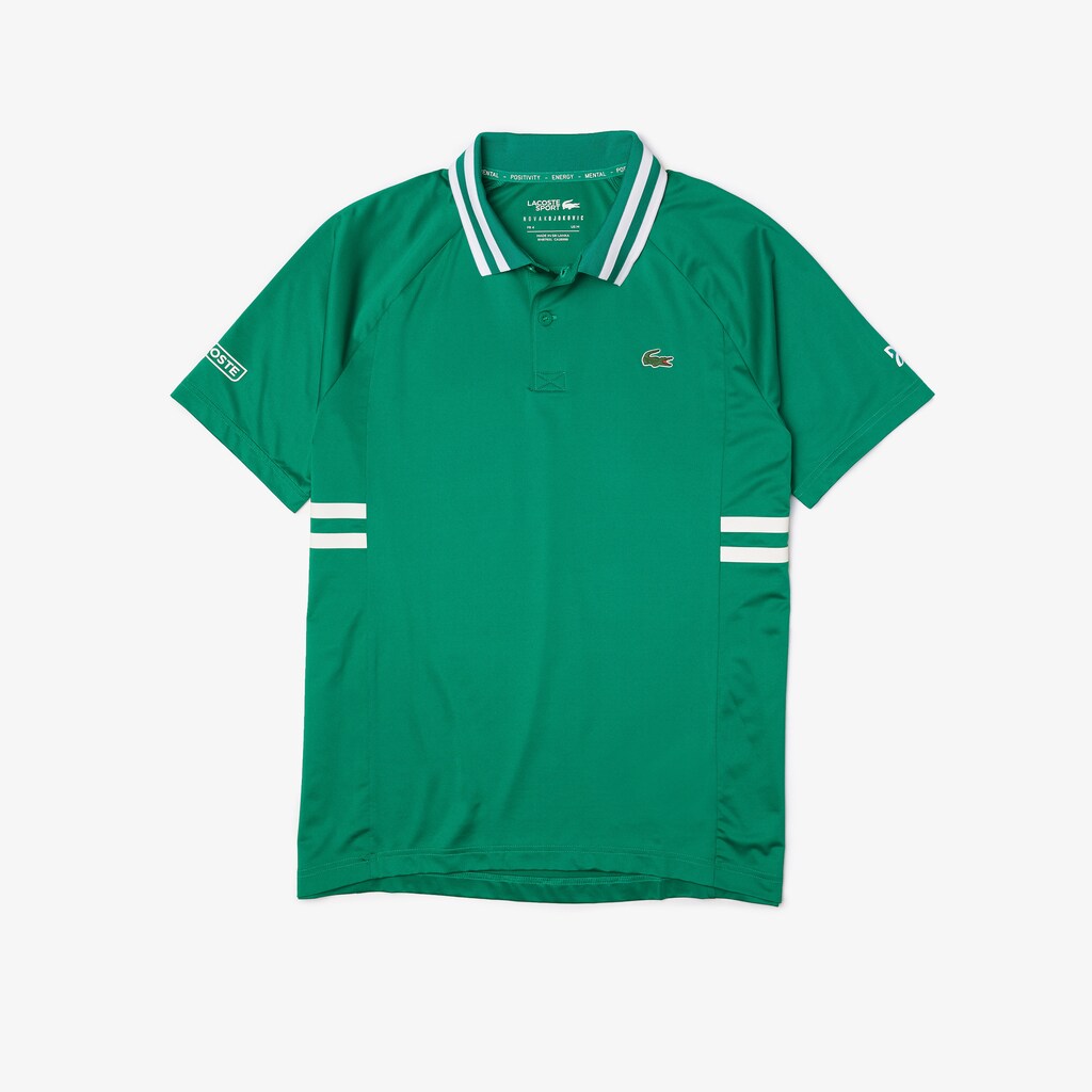 Camisa Polo Lacoste Masculino Verdes Branco SPORT x Novak Djokovic Breathable Ultra-Dry SZ9-56085T7