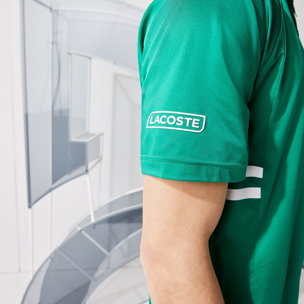 Camisa Polo Lacoste Masculino Verdes Branco SPORT x Novak Djokovic Breathable Ultra-Dry SZ9-56085T7