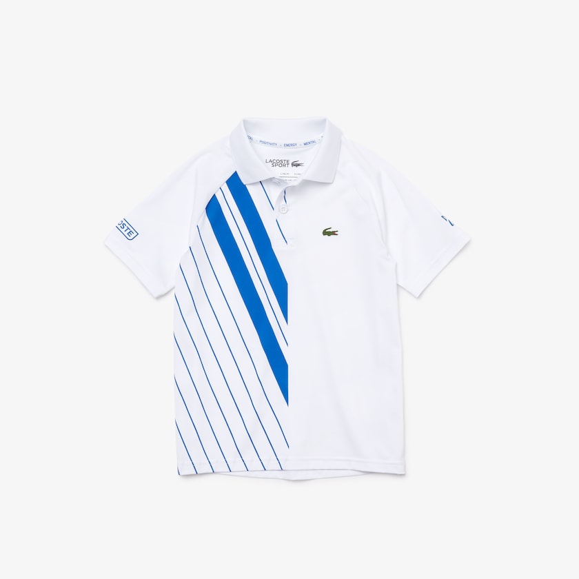 Camisa Polo Lacoste Criança Branco Azuis SPORT x Novak Djokovic Breathable Stretch BO6-84088P6