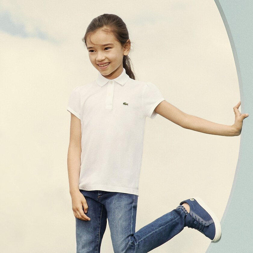 Camisa Polo Lacoste Criança Azul Marinho Azuis Scalloped Collar Mini Piqué RP3-72717M5