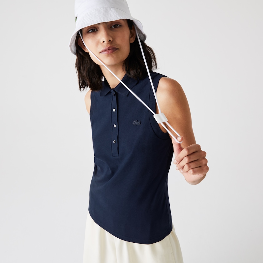 Camisa Polo Lacoste Feminino Azul Marinho Azuis Sleeveless Cotton Piqué IG6-41374X5