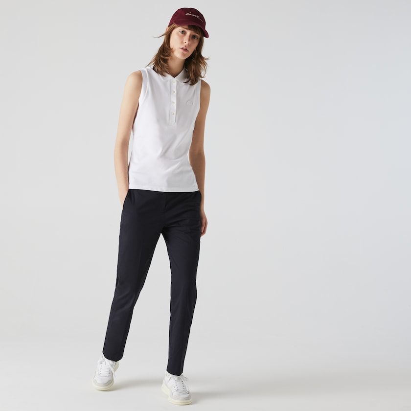 Camisa Polo Lacoste Feminino Branco Sleeveless Cotton Piqué AO6-65156Q0
