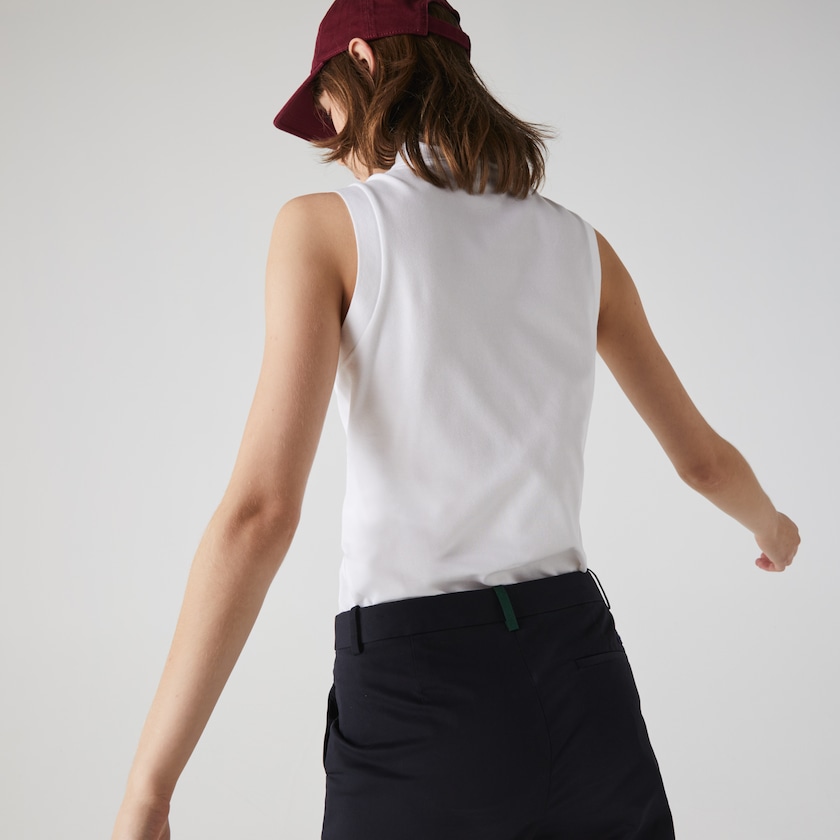 Camisa Polo Lacoste Feminino Branco Sleeveless Cotton Piqué AO6-65156Q0