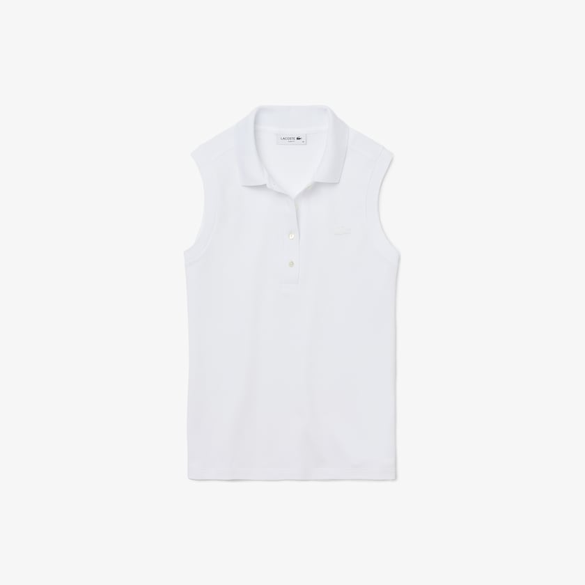 Camisa Polo Lacoste Feminino Branco Sleeveless Cotton Piqué AO6-65156Q0