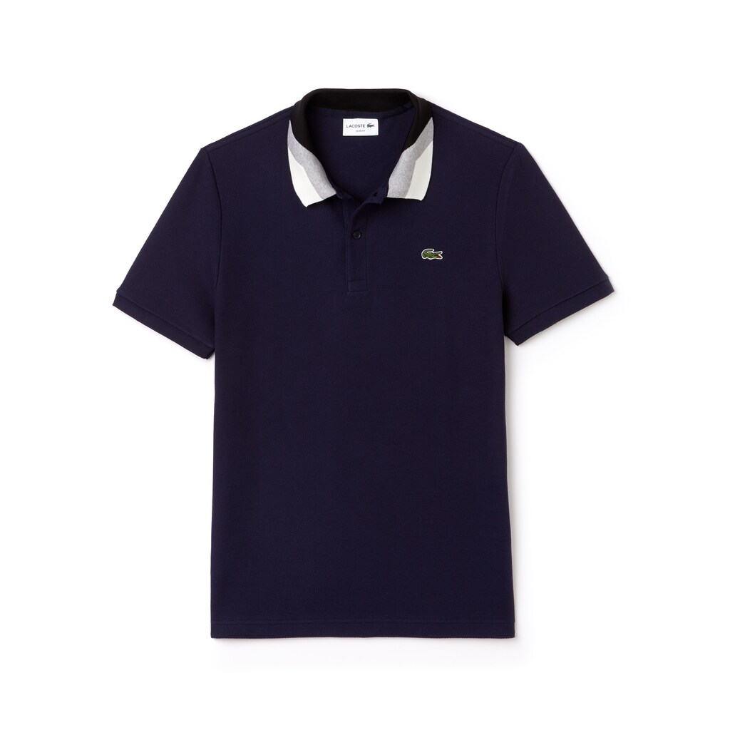 Camisa Polo Lacoste Masculino Azul Marinho Azuis Slim Fit Colourblock Striped Knop Piqué AG8-82798K4