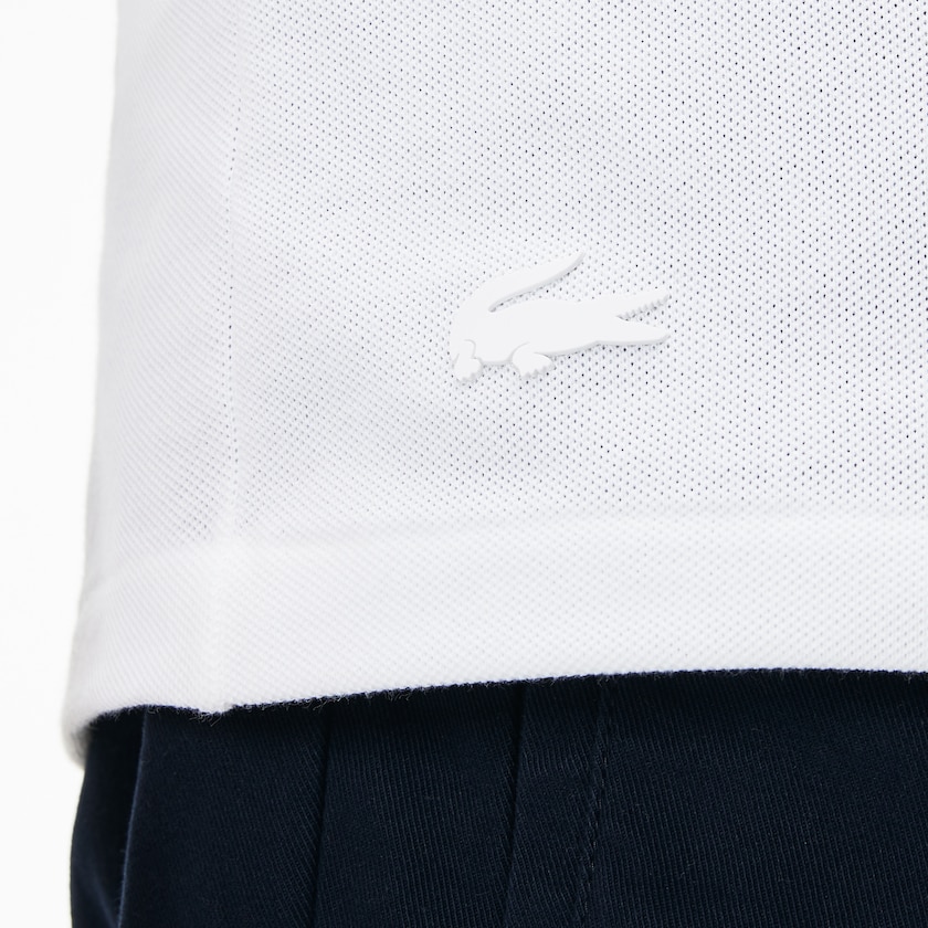 Camisa Polo Lacoste Masculino Branco Azul Marinho Azuis Slim Fit Lettering Stretch Mini Piqué EX7-77307A8