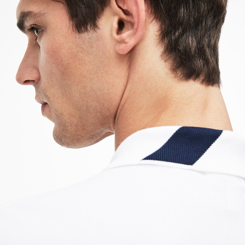 Camisa Polo Lacoste Masculino Branco Azul Marinho Azuis Slim Fit Lettering Stretch Mini Piqué EX7-77307A8
