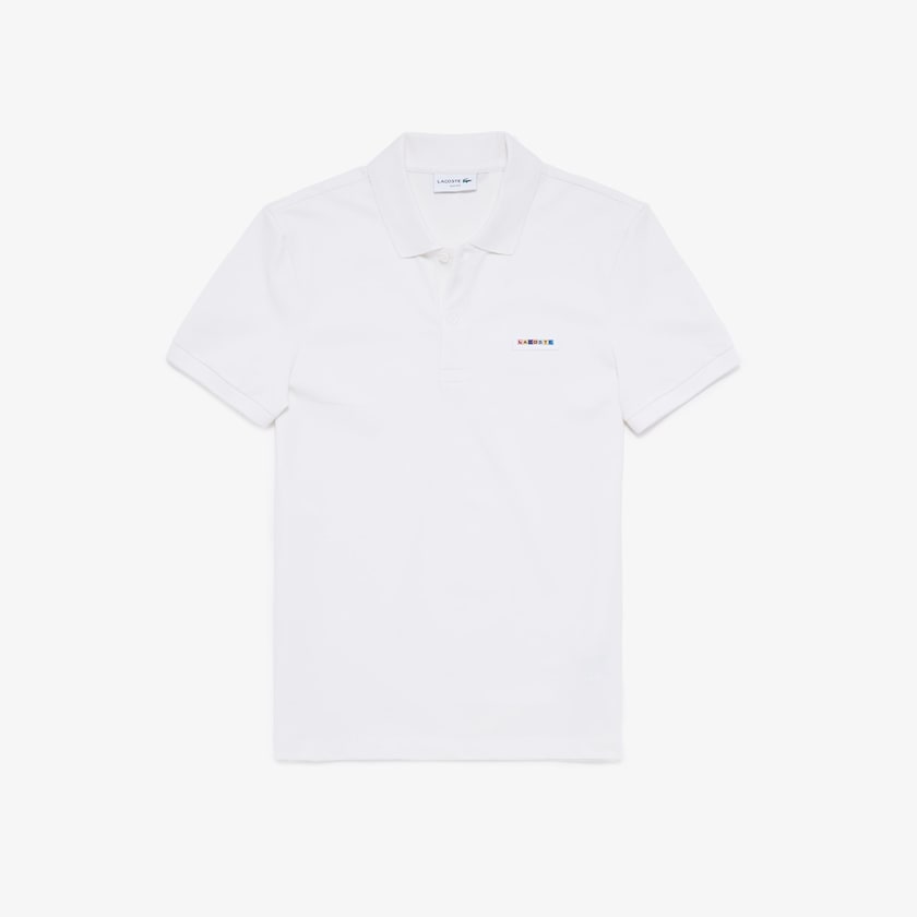 Camisa Polo Lacoste Masculino Branco Slim Fit Multicolor Badge OC0-03380F5