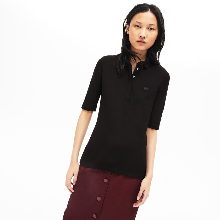 Camisa Polo Lacoste Feminino Pretas Slim Fit Stretch Mini Piqué DW8-95269M6