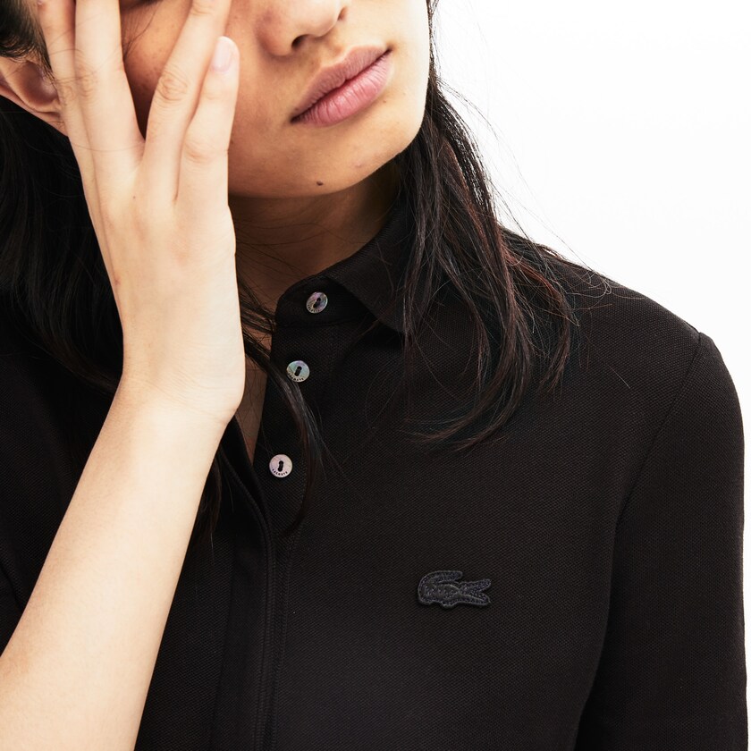 Camisa Polo Lacoste Feminino Pretas Slim Fit Stretch Mini Piqué DW8-95269M6