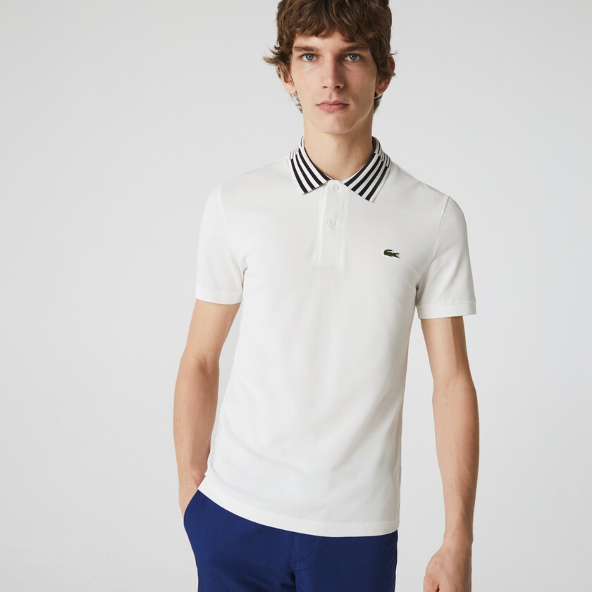 Camisa Polo Lacoste Masculino Branco Slim Fit Stretch Piqué Heritage HS7-86958M8