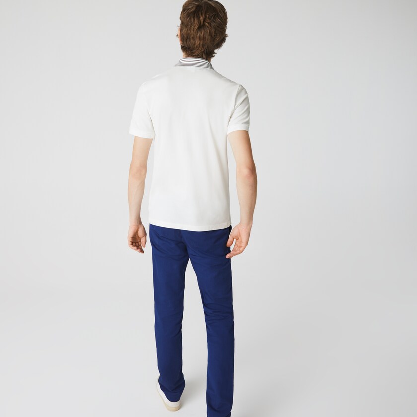 Camisa Polo Lacoste Masculino Branco Slim Fit Stretch Piqué Heritage HS7-86958M8