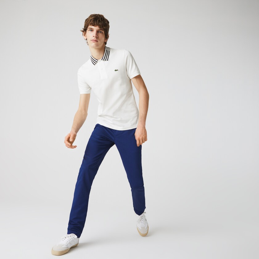 Camisa Polo Lacoste Masculino Branco Slim Fit Stretch Piqué Heritage HS7-86958M8