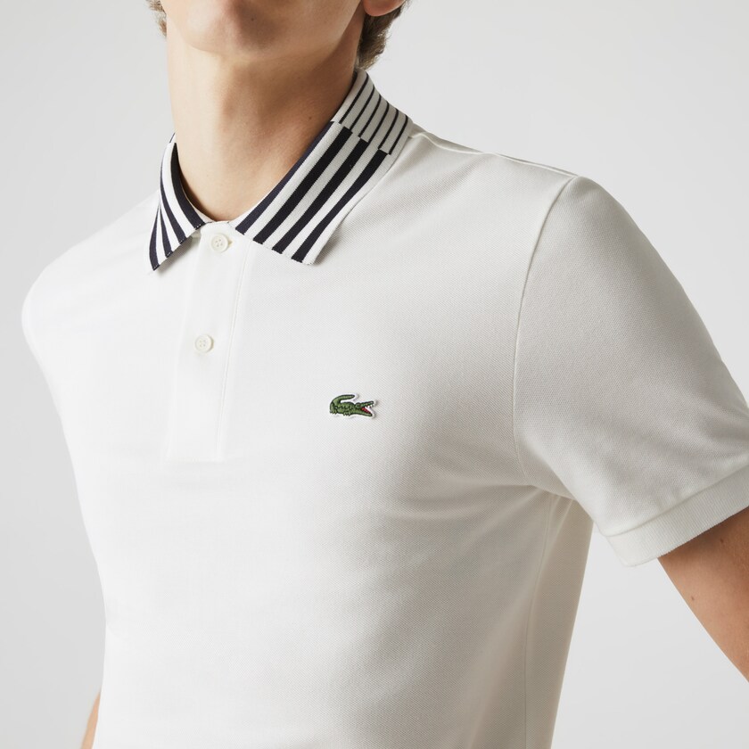 Camisa Polo Lacoste Masculino Branco Slim Fit Stretch Piqué Heritage HS7-86958M8