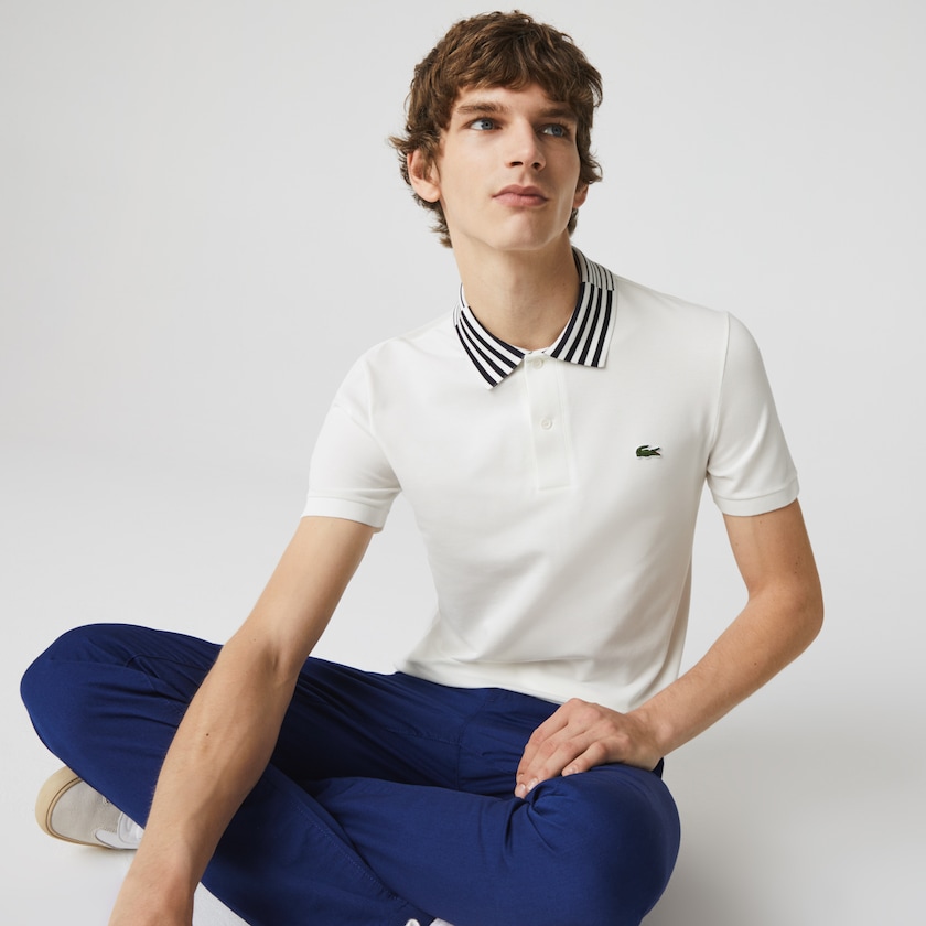 Camisa Polo Lacoste Masculino Branco Slim Fit Stretch Piqué Heritage HS7-86958M8