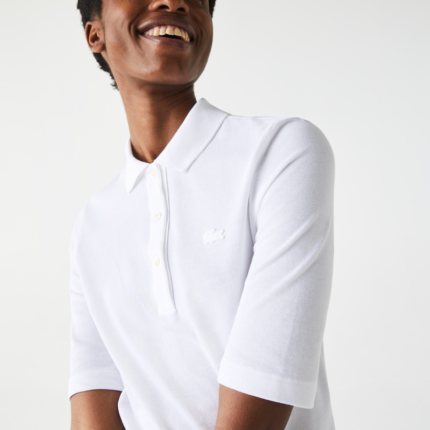 Camisa Polo Lacoste Feminino Branco Slim Fit Supple Cotton ZK8-29952C0