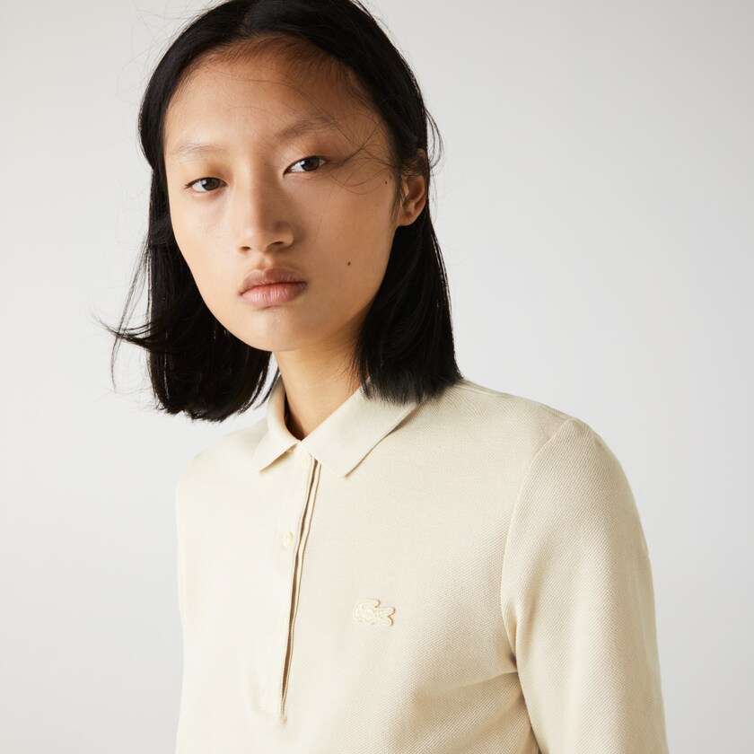 Camisa Polo Lacoste Feminino Bege Slim Fit Supple Cotton IZ5-11371Q8