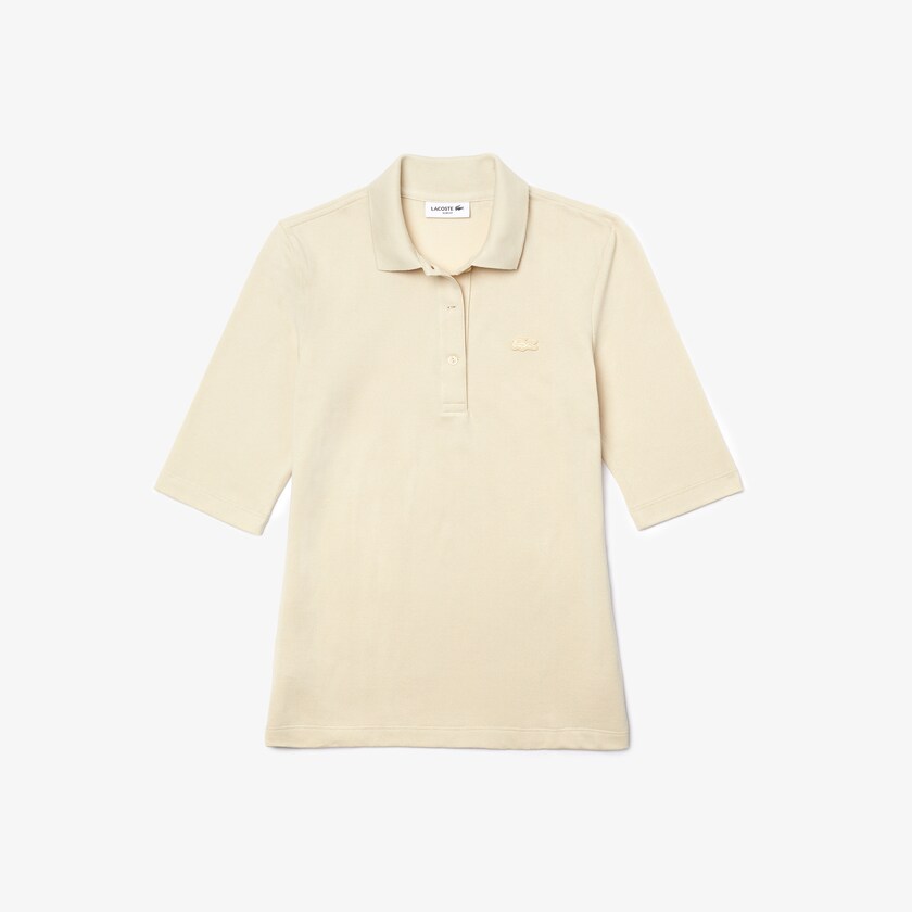 Camisa Polo Lacoste Feminino Bege Slim Fit Supple Cotton IZ5-11371Q8