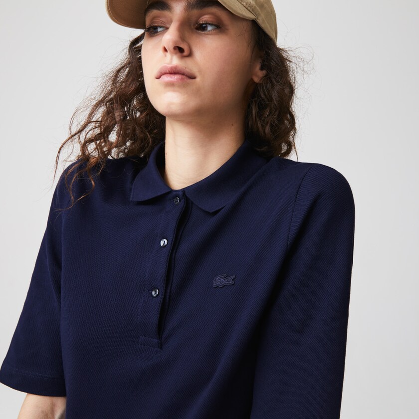 Camisa Polo Lacoste Feminino Azul Marinho Azuis Slim Fit Supple Cotton AT5-85238F6