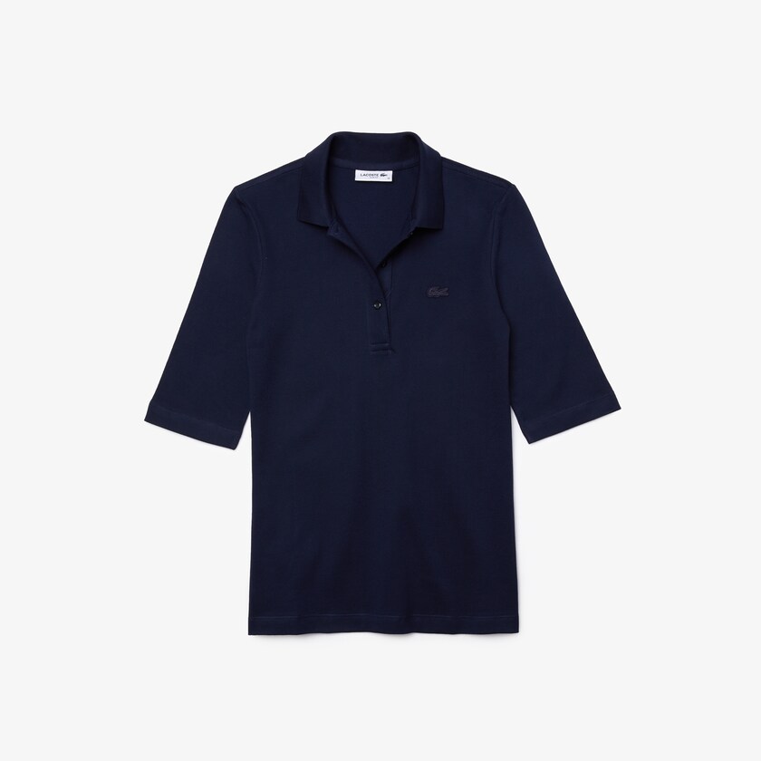Camisa Polo Lacoste Feminino Azul Marinho Azuis Slim Fit Supple Cotton AT5-85238F6