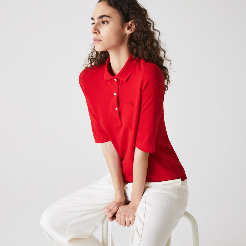 Camisa Polo Lacoste Feminino Vermelhas Slim Fit Supple Cotton TA9-23802O9