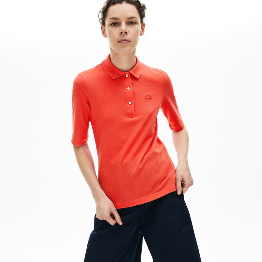 Camisa Polo Lacoste Feminino Vermelhas Slim Fit Supple Cotton ZO5-05780R1