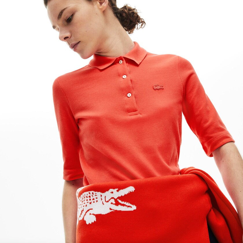Camisa Polo Lacoste Feminino Vermelhas Slim Fit Supple Cotton ZO5-05780R1