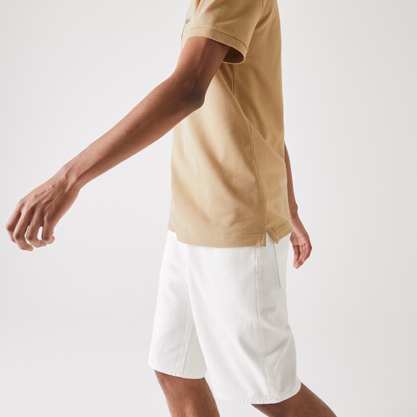 Camisa Polo Lacoste Masculino Bege Slim Fit in Petit Piqué ZT1-80138U1