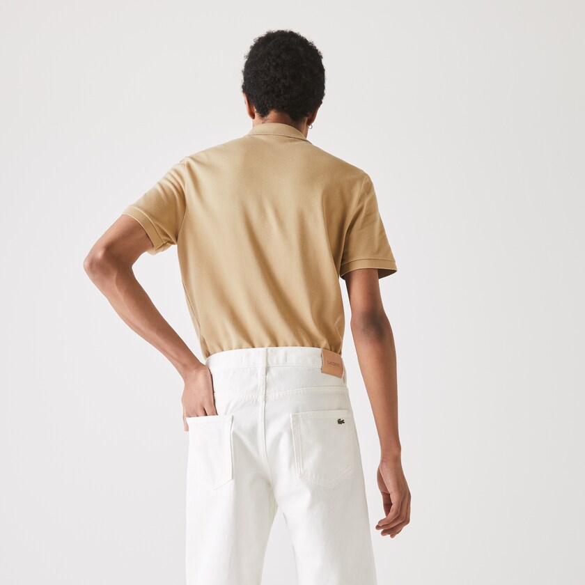 Camisa Polo Lacoste Masculino Bege Slim Fit in Petit Piqué ZT1-80138U1