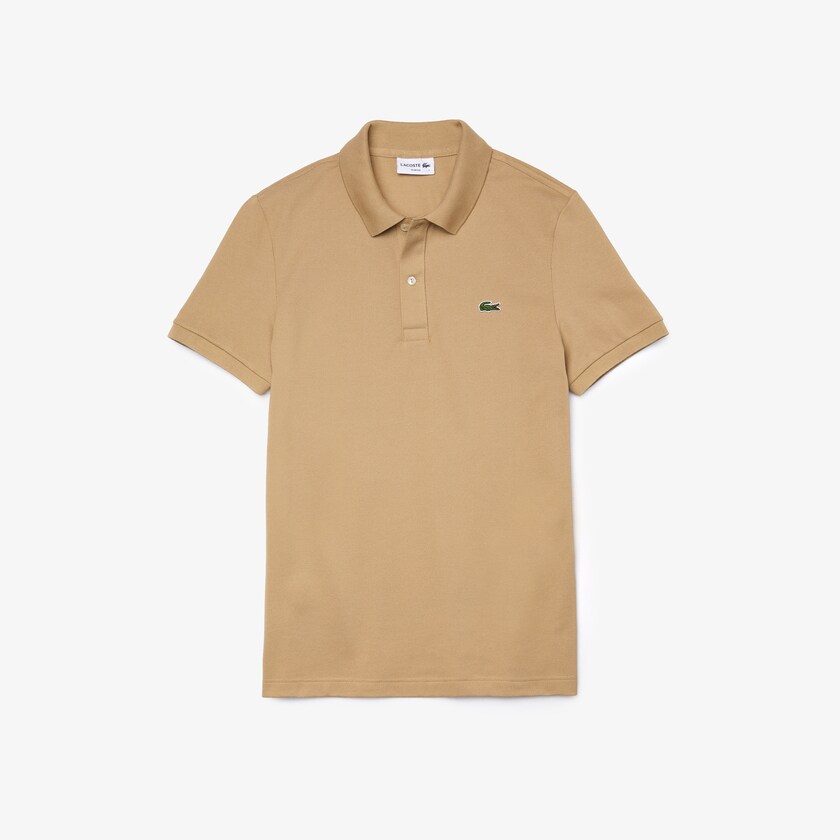 Camisa Polo Lacoste Masculino Bege Slim Fit in Petit Piqué ZT1-80138U1