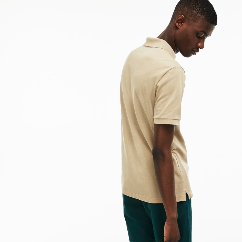 Camisa Polo Lacoste Masculino Bege Slim Fit in Petit Piqué ZT1-80138U1