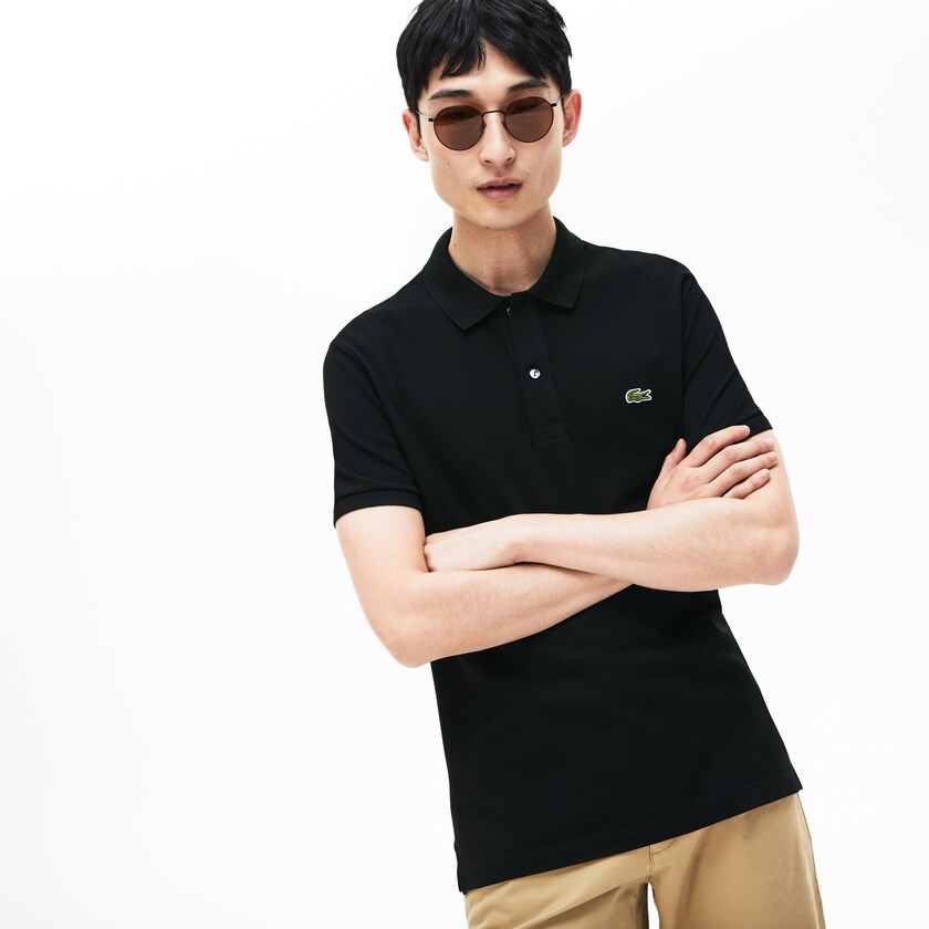 Camisa Polo Lacoste Masculino Pretas Slim Fit in Petit Piqué QD2-80738J0