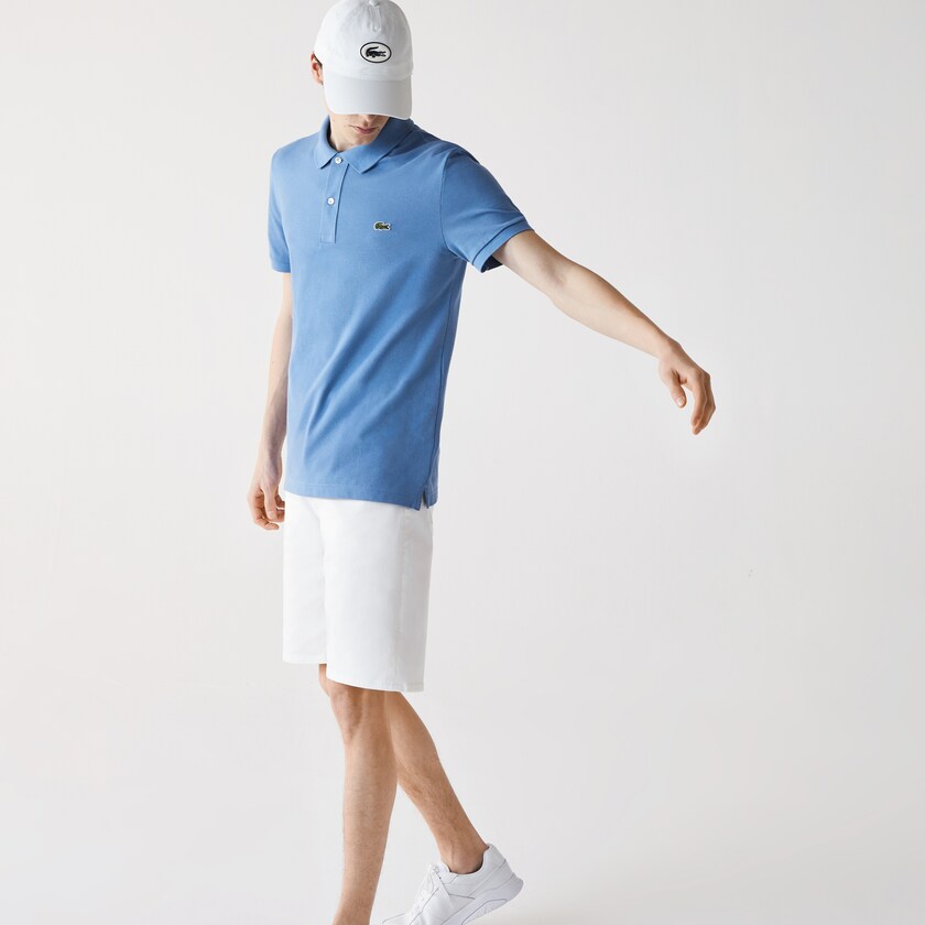 Camisa Polo Lacoste Masculino Azuis Slim Fit in Petit Piqué TE9-13481Y1