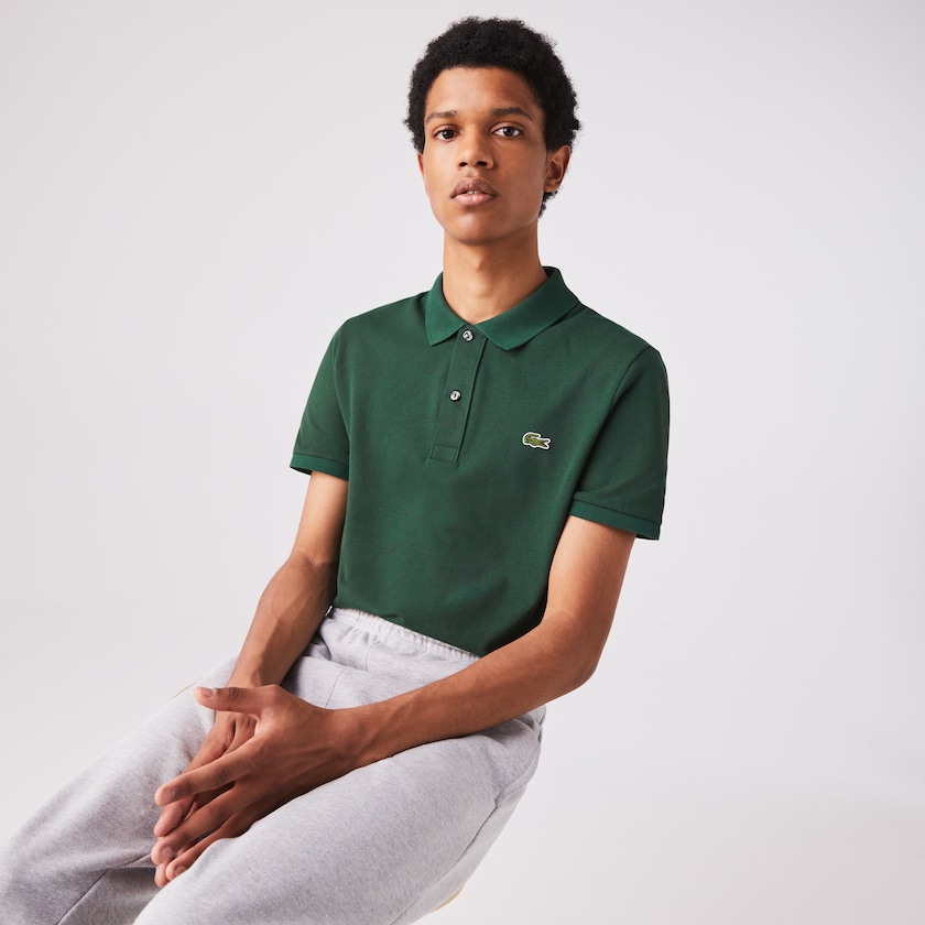 Camisa Polo Lacoste Masculino Verdes Slim Fit in Petit Piqué QR7-07370E1