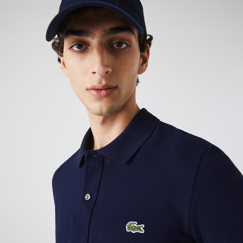 Camisa Polo Lacoste Masculino Azul Marinho Azuis Slim Fit in Petit Piqué UO8-27432X2