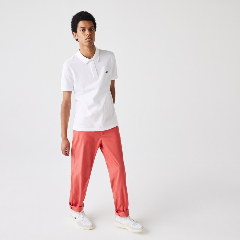 Camisa Polo Lacoste Masculino Branco Slim Fit in Petit Piqué DY7-81438T0