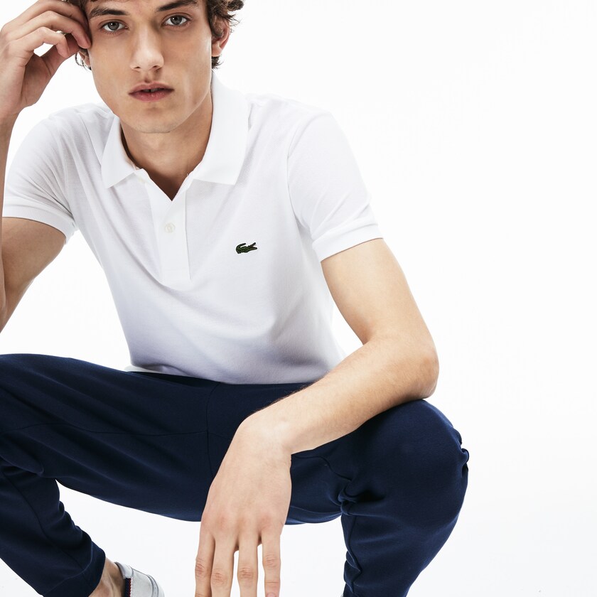Camisa Polo Lacoste Masculino Branco Slim Fit in Petit Piqué DY7-81438T0