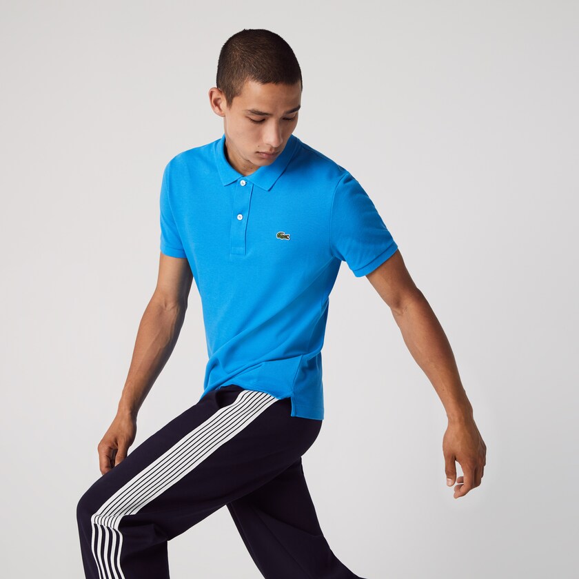 Camisa Polo Lacoste Masculino Azuis Slim Fit in Petit Piqué OC2-95179M0
