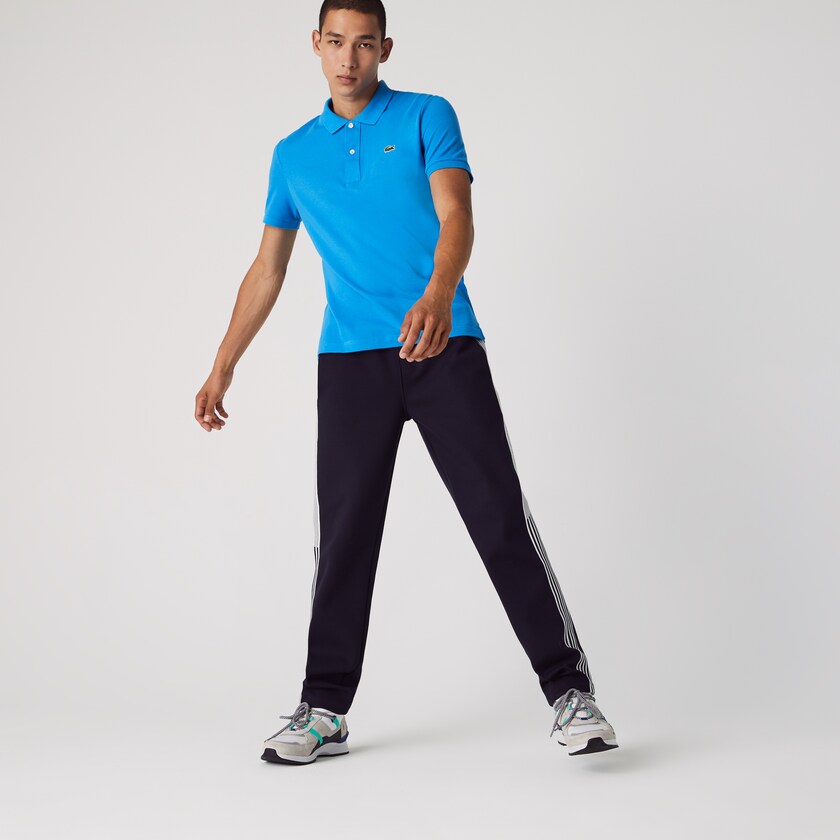 Camisa Polo Lacoste Masculino Azuis Slim Fit in Petit Piqué OC2-95179M0